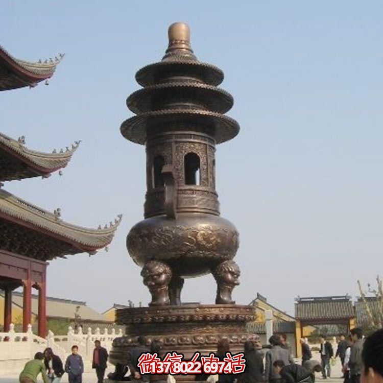 精美鑄銅大型寶蓋香爐，祈福燒香進寶