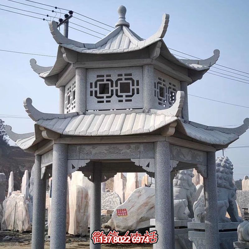 雙層仿古建涼亭，裝點(diǎn)花園、廣場，增添雕塑藝術(shù)氣息