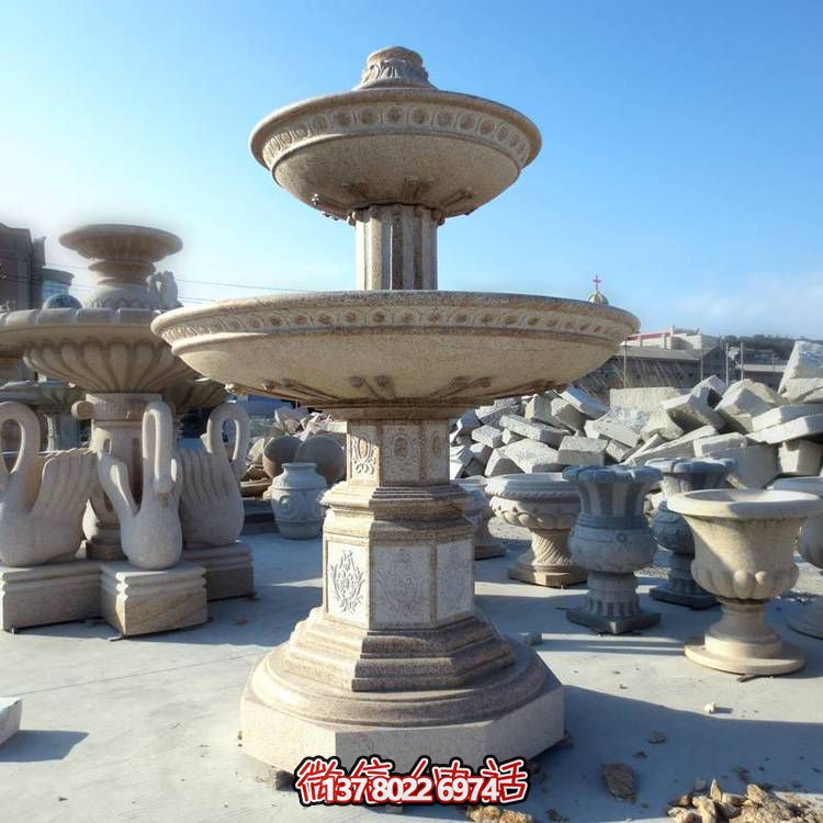歐式黃銹石噴泉流水轉(zhuǎn)動(dòng)球，點(diǎn)綴酒店會(huì)所景觀