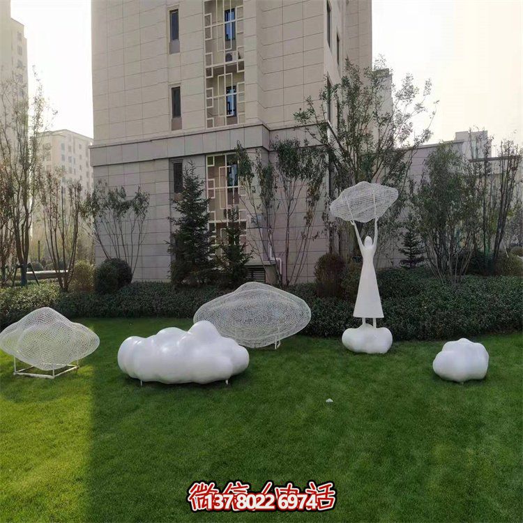 不銹鋼創(chuàng)意鏤空戶外園林祥云雕塑——美景美事，祈愿福氣
