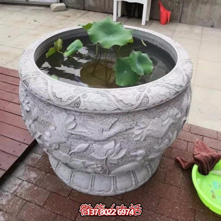 精美絕倫，濃濃古典風(fēng)情歐式別墅大理石浮雕魚缸擺件