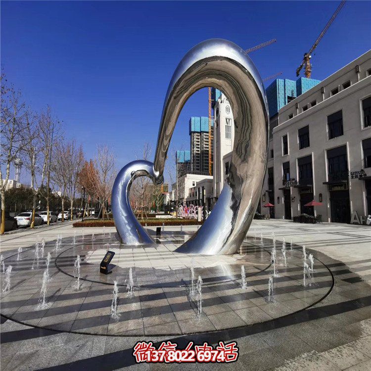 不銹鋼圓形雕塑精致工藝，拋光鏡面，抽象藝術(shù)