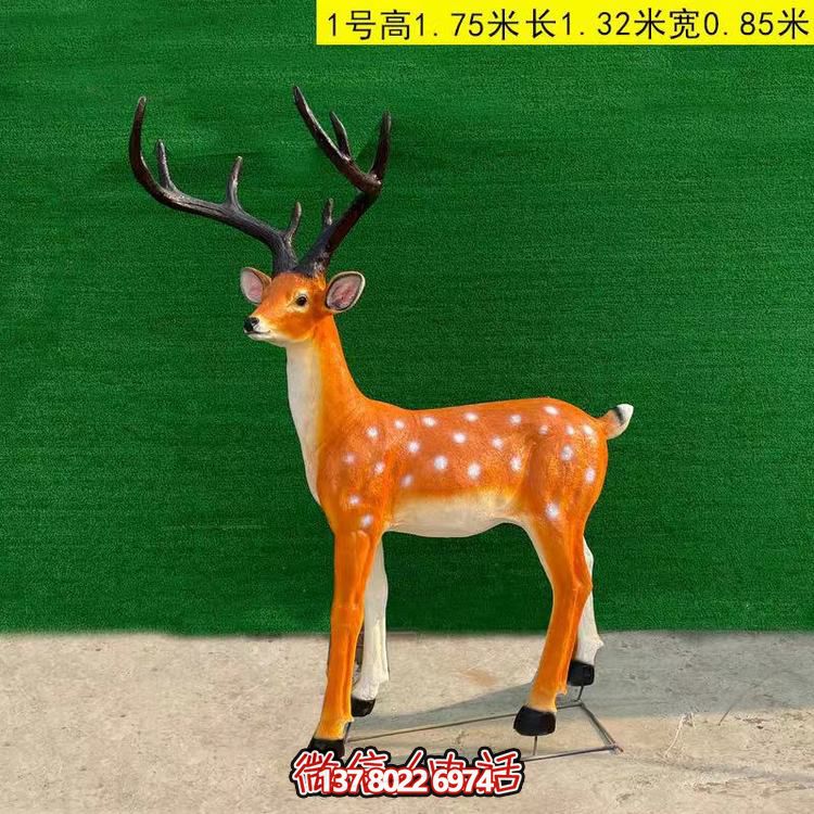 玻璃鋼仿銅梅花鹿雕塑，點綴園林景觀