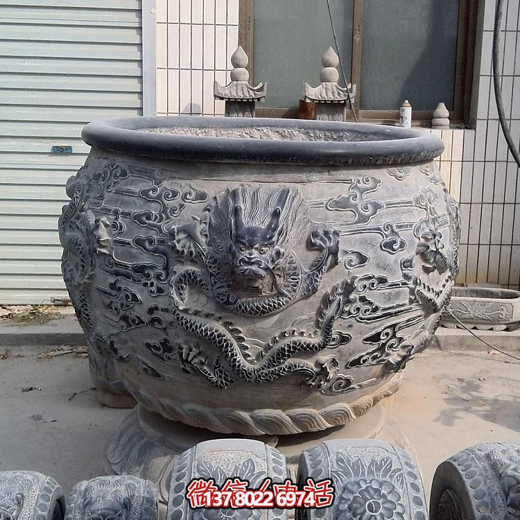 石雕仿古舊圓形裝飾缸，精美外觀，多功能應(yīng)用