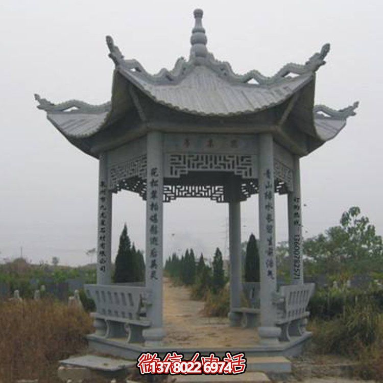 古建涼亭青石擺件，美化景區(qū)園林