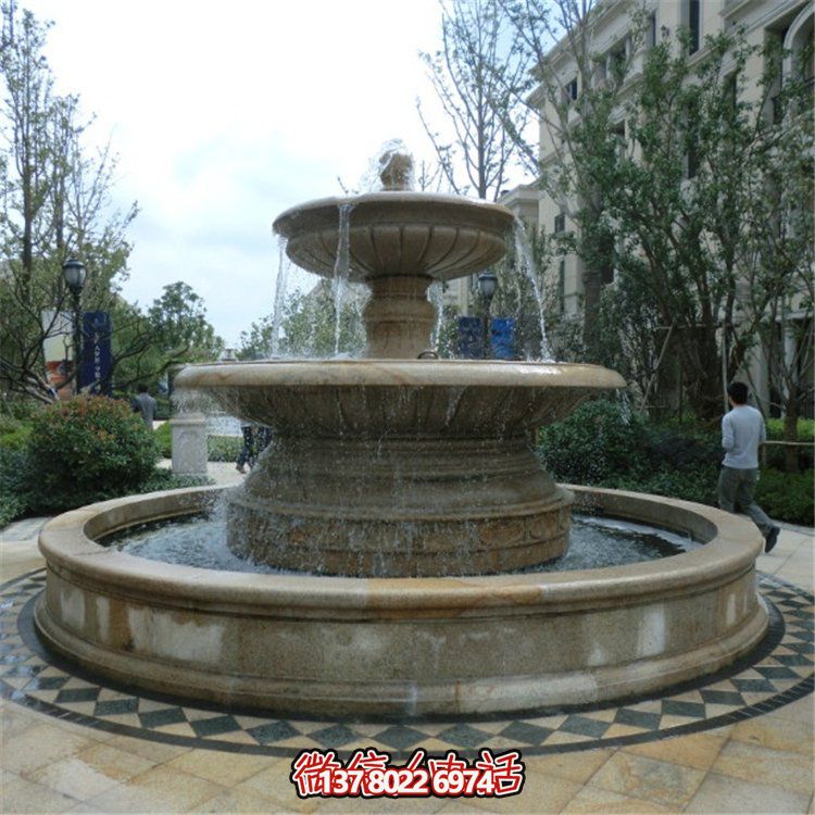 歐式雙層大理石流水噴泉，為小區(qū)增添高貴氣質(zhì)
