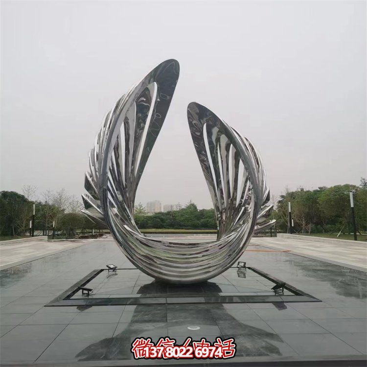 不銹鋼抽象翅膀藝術(shù)雕塑，為戶外廣場增添獨特景觀