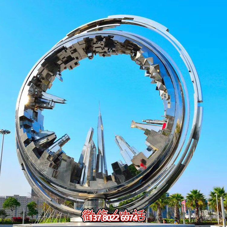 不銹鋼抽象齒輪雕塑，點綴園林景觀