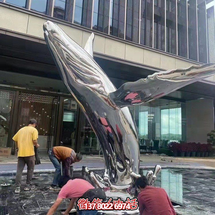 大型不銹鋼鏤空魚類擺件，為戶外水景商場售樓部裝飾