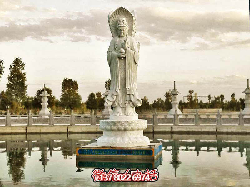 大型漢白玉石雕觀音雕塑，讓你的戶外景區(qū)更加完美