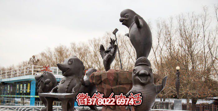 不銹鋼海豚雕塑，個(gè)性創(chuàng)意花園裝飾