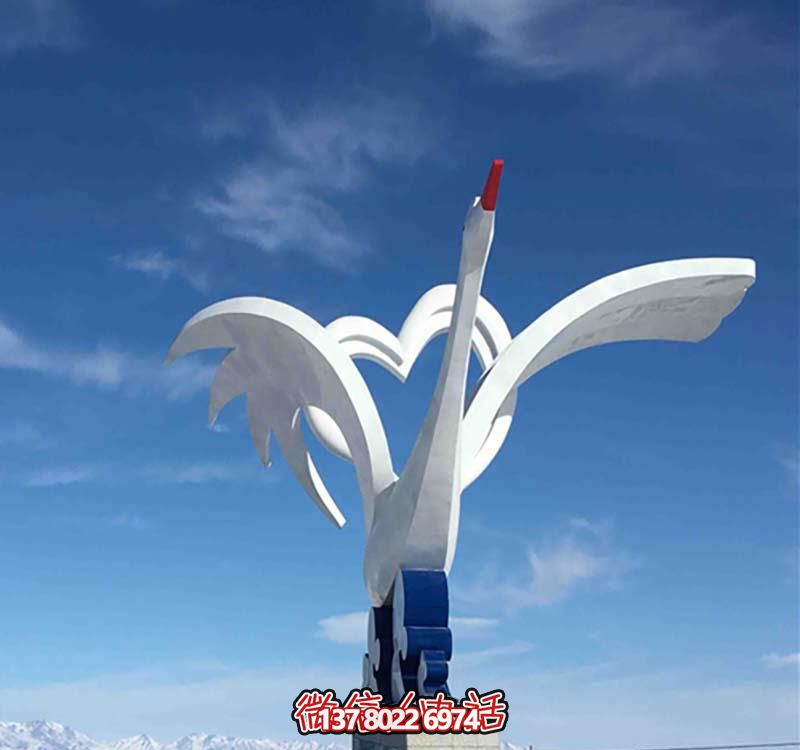 不銹鋼愛(ài)心鶴雕塑，點(diǎn)亮廣場(chǎng)創(chuàng)意之美