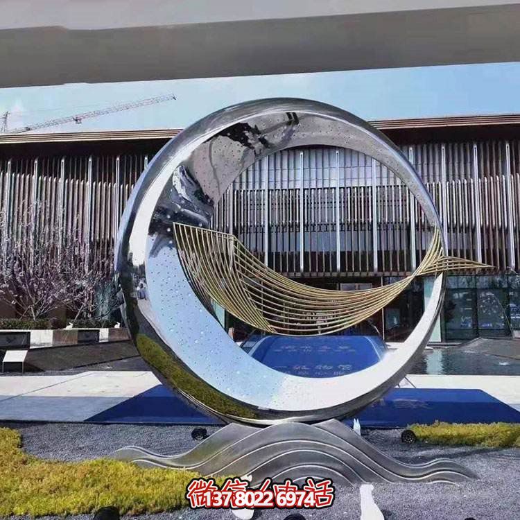 精美不銹鋼圓環(huán)雕塑，給酒店、售樓部帶來流水擺件