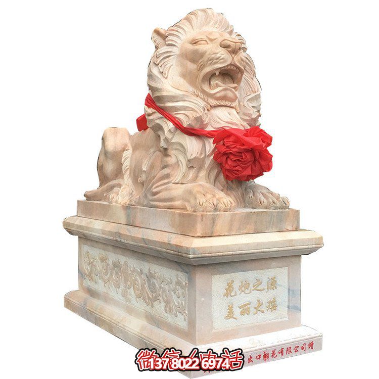 獅子大理石雕塑擺件，精美園林景觀(guān)裝飾