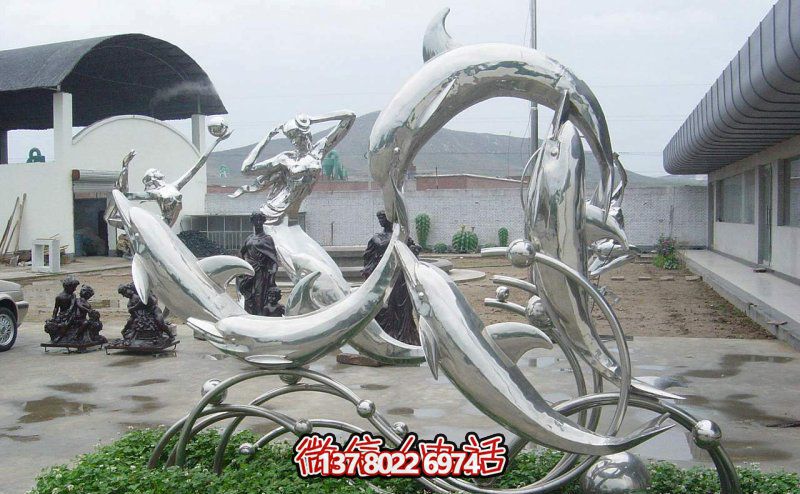 一群活躍海豚，為游樂園帶來更多樂趣——不銹鋼海豚雕塑