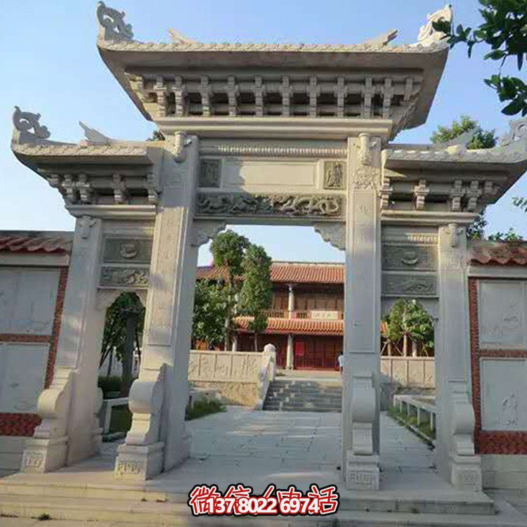 精美大理石石雕景區(qū)園林，大型門樓牌坊雕塑