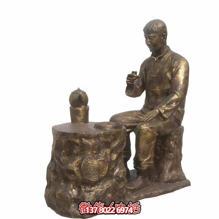 仿銅玻璃鋼人物小品雕塑，景觀戶外公園裝飾