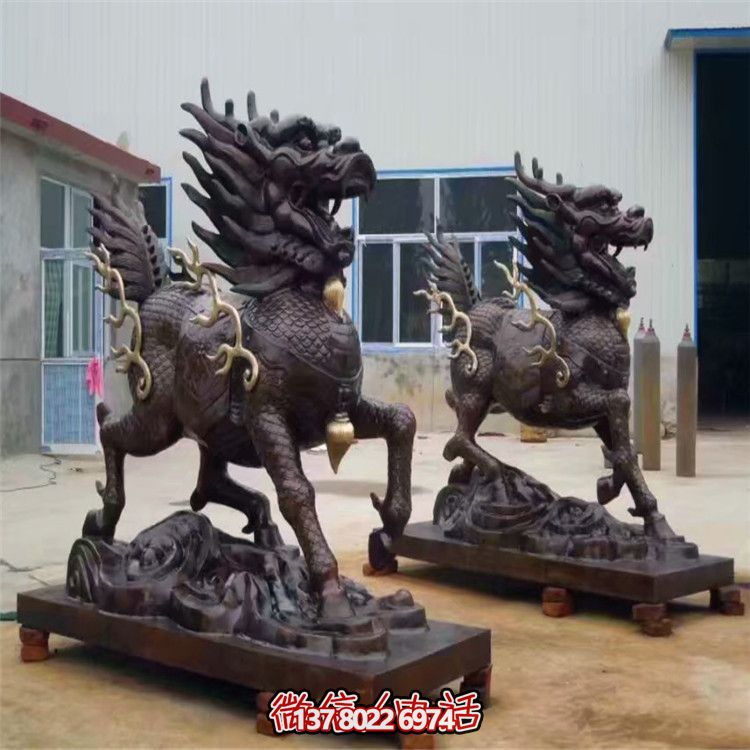 山水之藝，大型銅雕麒麟神雕塑
