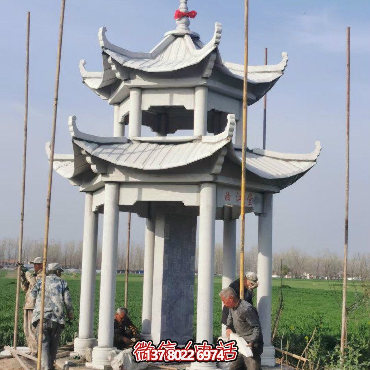 雙層大理石石雕涼亭，點(diǎn)綴家園，打造美麗園林景觀