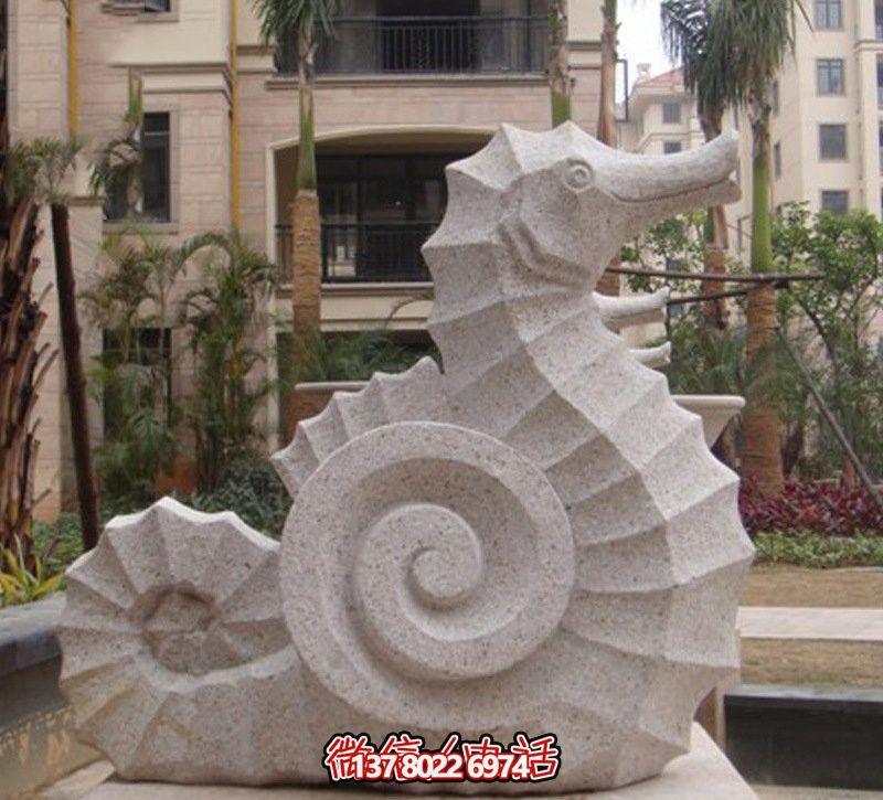 海馬創(chuàng)意石雕，點(diǎn)綴街道邊