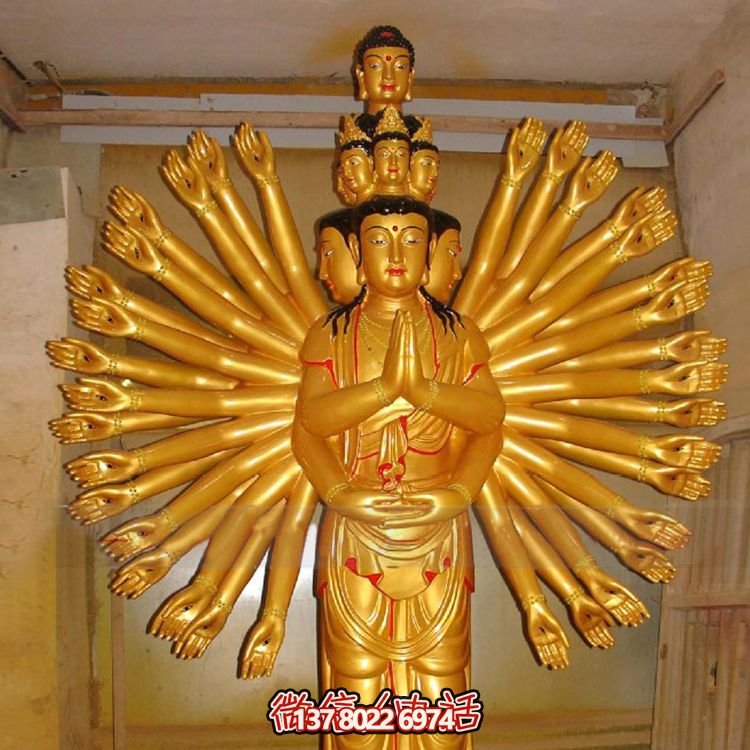 鎏金千手觀音大型雕塑，精美絕倫，醉人心魄