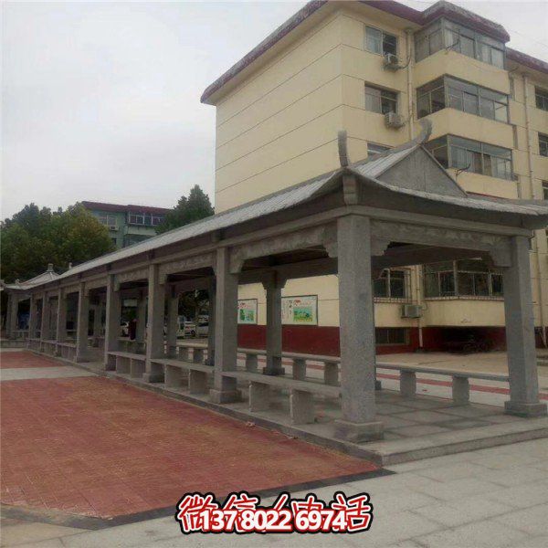 仿古建筑石雕長廊亭子，打造文化小區(qū)廣場雕塑