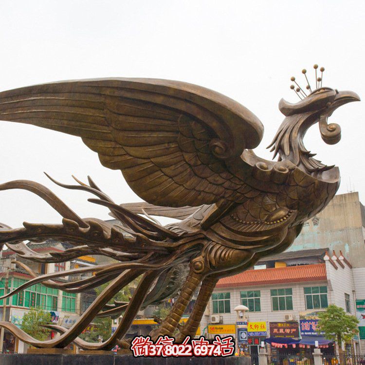 大型鳳凰銅雕擺件，增添廣場(chǎng)氣派