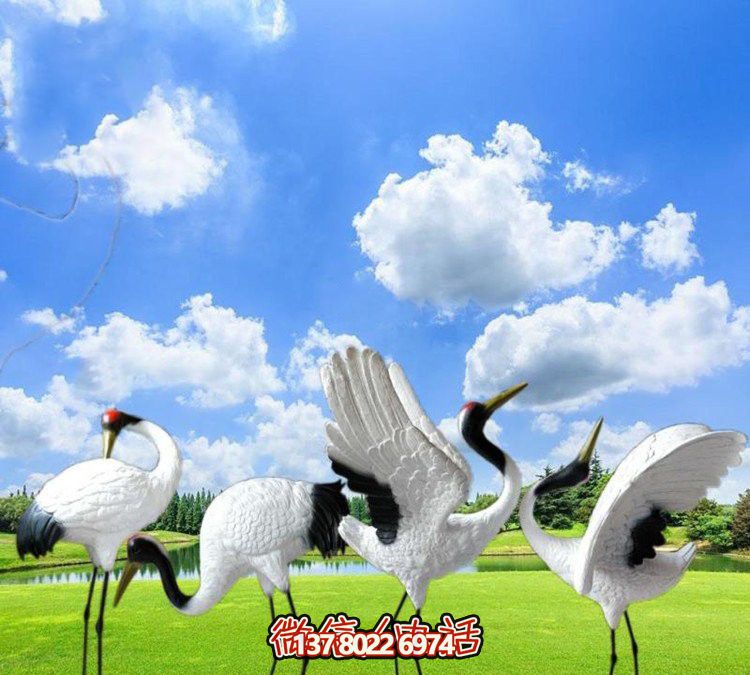 仙鶴彩繪玻璃雕塑，一次欣賞美麗風(fēng)景