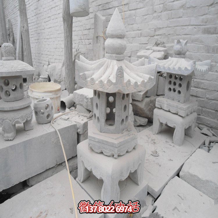 精美石燈鏤空大理石裝飾擺件，點(diǎn)亮你的漢白玉庭院