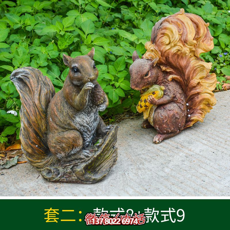 景區(qū)松鼠雕塑，玻璃鋼玻璃玉米抱松子