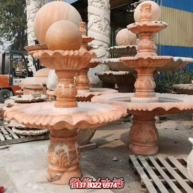 紅晚霞中式二層風(fēng)水球，讓你的庭院擺放流水轉(zhuǎn)運(yùn)風(fēng)水