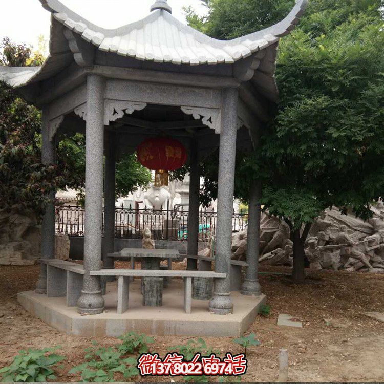 精美青石雕刻仿古中式?jīng)鐾?，裝點精美公園戶外
