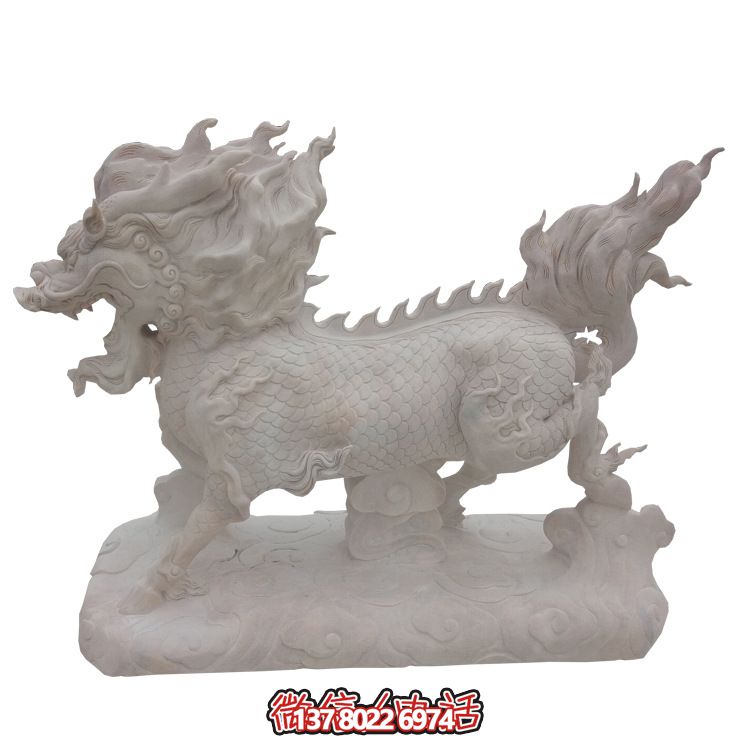 傳承漢白玉石雕麒麟雕塑，美化景區(qū)戶外環(huán)境