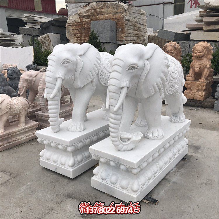 大理石石雕大型動(dòng)物雕塑，點(diǎn)綴庭院別墅門口
