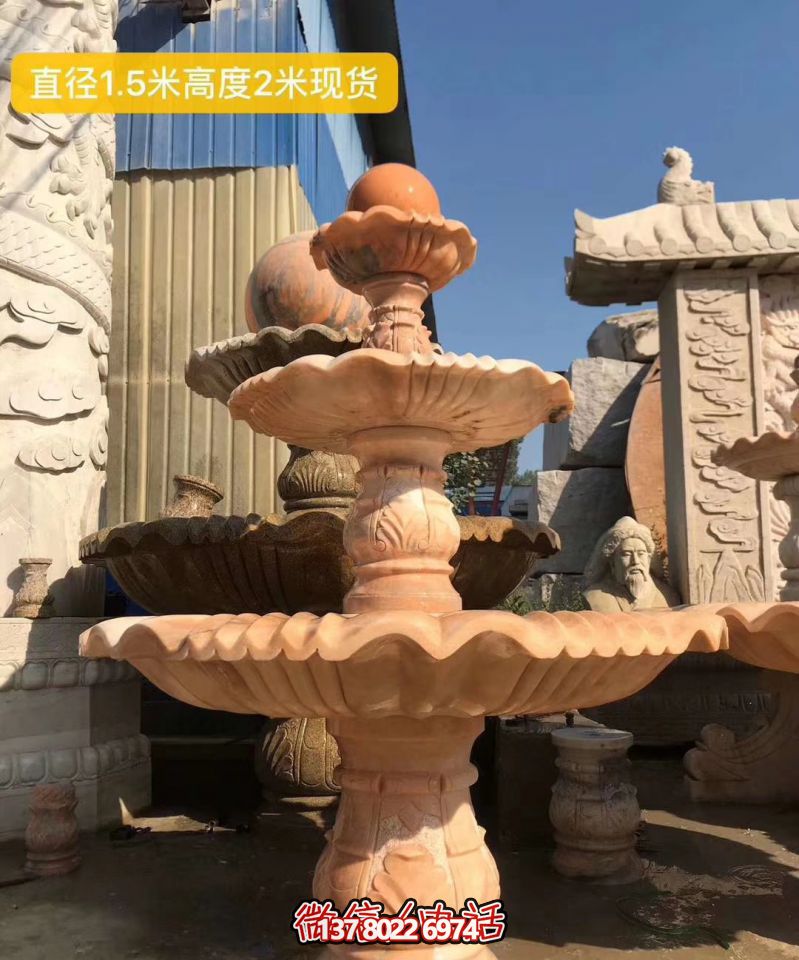 紅色晚霞風(fēng)水球石雕景觀噴泉，點亮小區(qū)美景