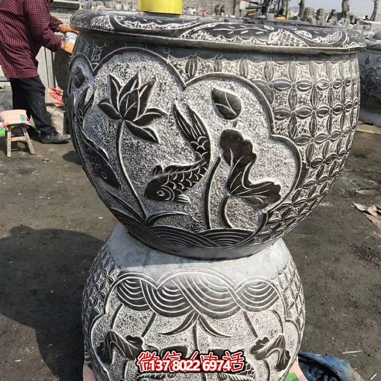 古典中式仿古石雕花盆，為您的庭院增添古風(fēng)雅致