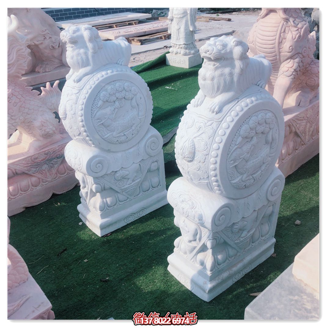 精美石雕獅子雕塑，裝點精致庭院