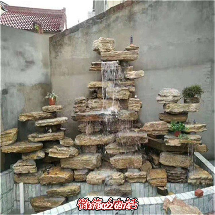 大型立式層流水假山石造景，給你驚艷的室外庭院廣場