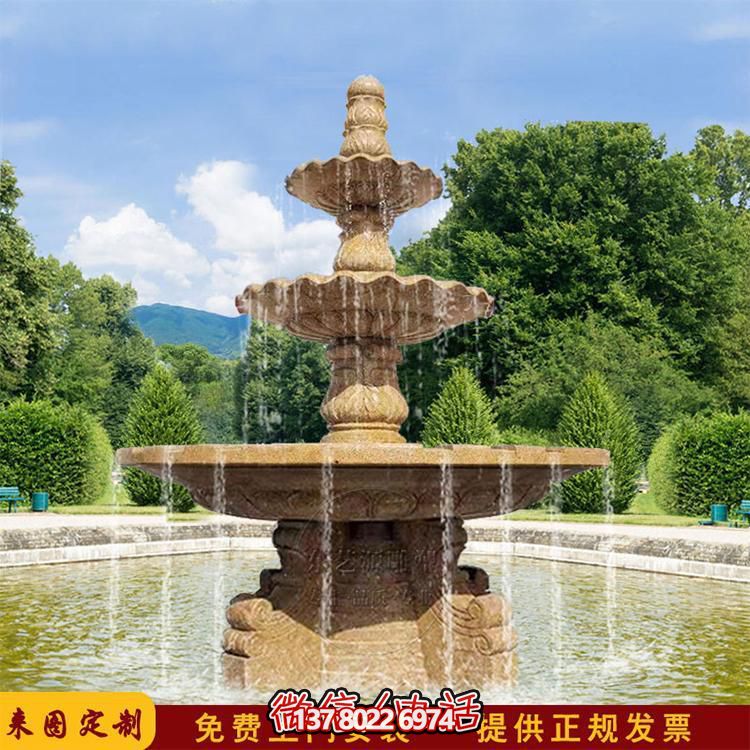 流水紅晚霞，石雕戶外景區(qū)擺件