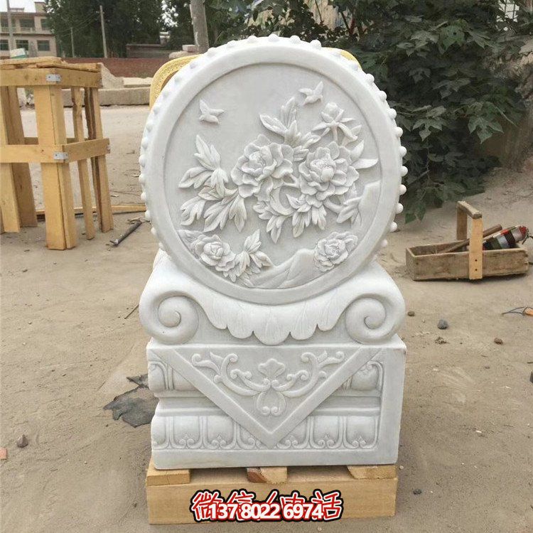 經(jīng)典石雕藝術，漢白玉石雕大理石門口門墩鎮(zhèn)宅鼓抱雕塑戶外裝飾