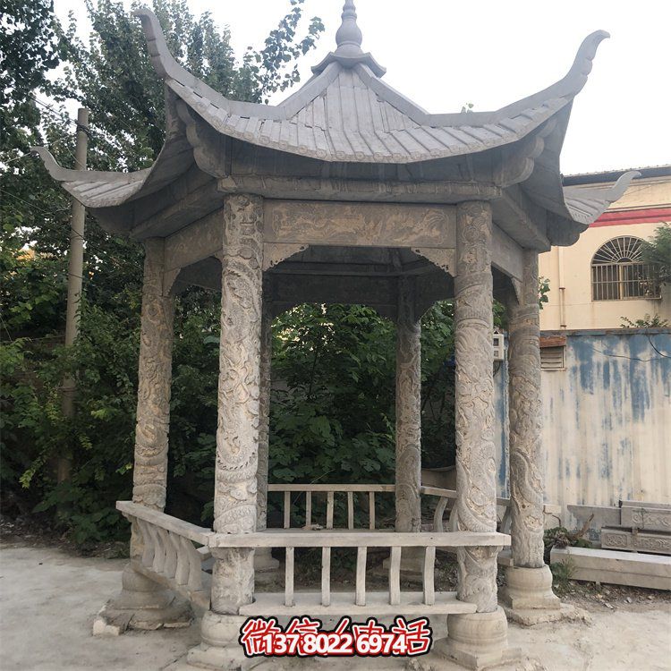 中式仿古建筑青石石亭，為您的園林戶外擺放帶來古典美