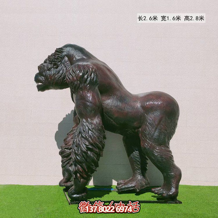玻璃鋼仿真大猩猩動(dòng)物雕塑，點(diǎn)綴游樂園游樂擺放