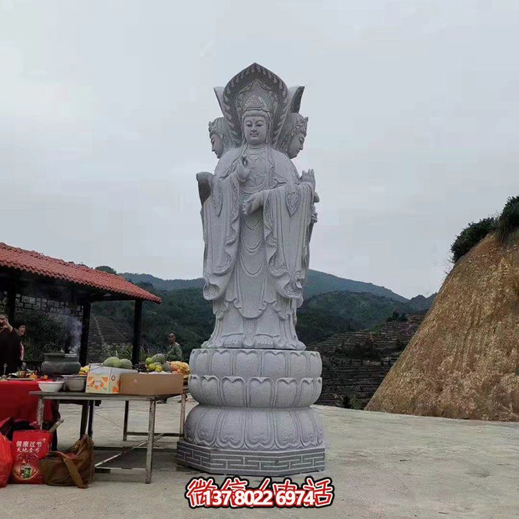 現(xiàn)代藝術石雕觀音雕塑，融入園林景觀的瑰麗大理石家園