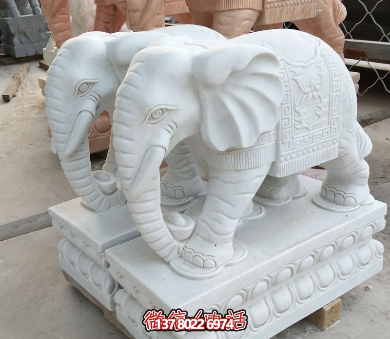 漢白玉雕塑，招財(cái)大象，令您鎮(zhèn)宅景區(qū)庭院更加迷人