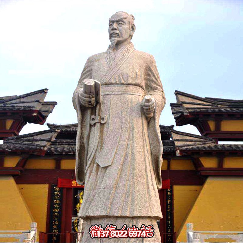 廣場學(xué)?；▓@砂巖石戰(zhàn)國時(shí)期思想家孟子雕塑像