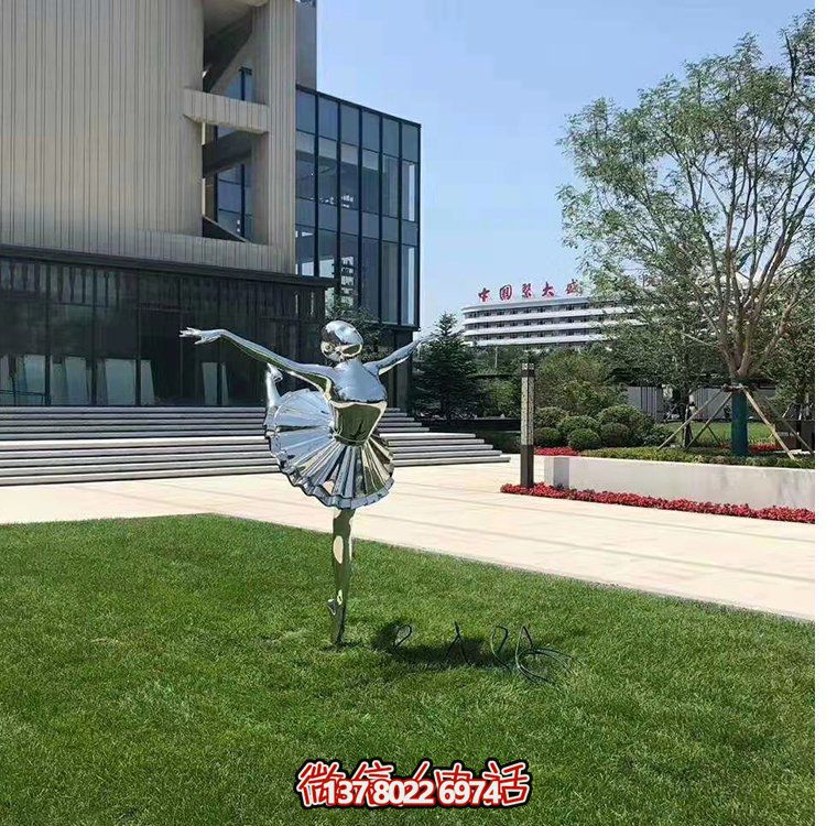 不銹鋼芭蕾女孩，鏡面跳舞女孩雕塑