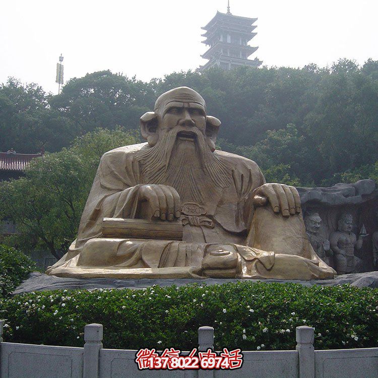 廣場景區(qū)大型銅雕老子，戶外仿銅古代人物雕塑